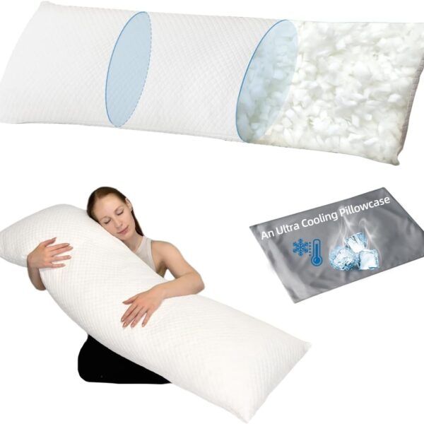 Body Pillows for Adults - Adjustable 3 Compartments Body Pillow with Superior Support, Fluffy Shredded Memory Foam Full Body Pillow,