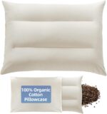 LOFE Buckwheat Pillow with Organic Cotton Pillowcase - 20''x26'' sobakawa Pillow with Baffle Box for Support, Adjustable Tartary Buckwheat Hull Pillows, Organic Buckwheat Neck Pillows